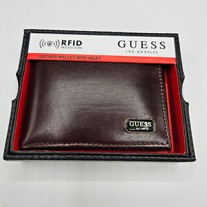 Guess -mMen's Leather Credit Card Id Wallet Passcase Bifold w/RFID, Cognac
