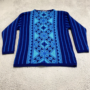 Janus of Norway Stampe Sweater Womens Large Blue Wool Knit Nordic Fair Isle