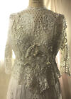 antique Edwardian Irish Crochet lace raised embroidery dress M
