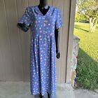 Vintage 90s Liz Claiborne Dress Size 14 Blue Floral Laura Ashley Prairie Cottage