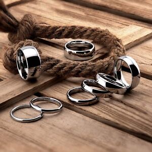 White Tungsten Carbide Wedding Ring Men's Women's 2, 3, 4, 5, 6, 7, 8, 10mm