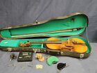 Unbranded 4/4 Violin w/ Bow, Hard Case & Accessories for Parts or Repair -VR