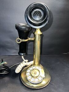 Antique 1920-30s American Bell Telephone Brass Candlestick Phone Pat 13-20 AS IS