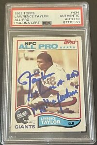 LAWRENCE TAYLOR SIGNED AUTOGRAPHED 1982 TOPPS ROOKIE #434 PSA 10 AUTHENTIC AUTO!