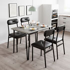 5Pcs Dining Set Kitchen Room Table Set Dining Table and 4 Chairs Black