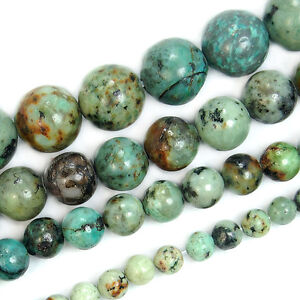 Natural Blue African Turquoise Round Gemstone Beads 15.5