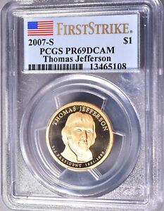 2007-S Thomas Jefferson Dollar $1 PCGS PR69 DCAM ~ First Strike ~ *J876
