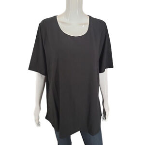 Denim Co Essentials Everyday Perfect Jersey Top 1X Plus Sz Black Basic Tee Shirt