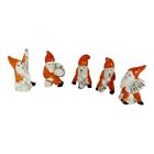 5 Porcelain Christmas Musical Elves Gnomes Japan 2” Orange Costumes