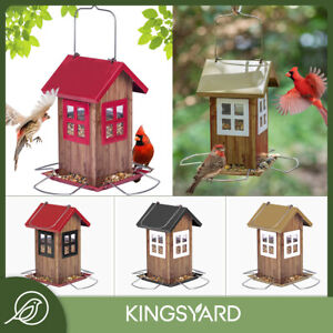 Kingsyard 4 Ports Bird House Feeder Metal Hanging Seed Feeder Squirrel Proof