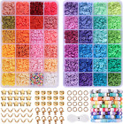 Clay Beads for Bracelet Making Kit , 48 Colors Flat Round Polymer ,4800Pcs