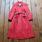 Vintage 70's M red princess cut trench long coat with tie and rainbow lining