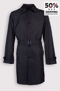 RIVIERA Trench Coat IT56 US45 3XL Packable Black Belted Collared
