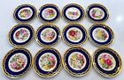 Set of 12 Antique Copeland Spode Hand Painted Cabinet Plates w Roses and Cobalt