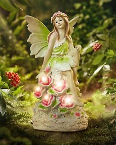 Fairy Garden Decor Outdoor Statues- 12 Inches Solar Outdoor Decor Gifts for M...