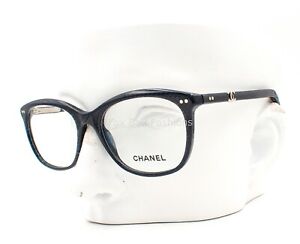 Chanel 3252 1409 Eyeglasses Glasses Blue Black Mix w/ Silver CC Logo 51-18-140