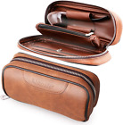 Scotte PU Leather Tobacco Smoking Wood Pipe Pouch Case/Bag for 2 Tobacco Pipe an