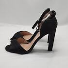 Qupid Shoes Women's Size 9 Black Satin High Heel Open Toe Sandals Pumps
