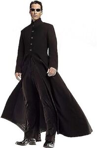 Matrix Neo Coat Trinity Keanu Reeves Long Jacket Black Gothic Trench Wool Coat