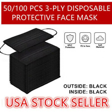 50/100 Pcs Black 3-Ply Face Mask Disposable Non Medical Surgical Cover