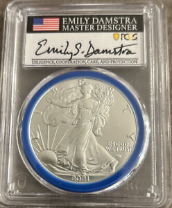 2021 SILVER EAGLE T2 PCGS MS70 MINT ENGRAVERS SERIES Damstra SIGNED First Stri
