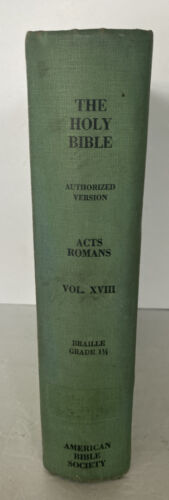 Braille Holy Bible Grade 1.5 Vol XVIII American Bible Society Acts Romans VTG