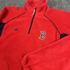 Majestic Boston Red Sox Sweater Adults XL Red 1/4 Zip Fleece Pullover MLB *flaw*