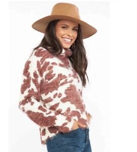 Show Me Your MuMu WOMENS X-SMALL Frances Holy Cow Cowl Neck Fuzzy Sweater $144