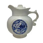 Vintage McCoy USA #202 Ceramic Cookie Jar Pitcher W Lid Blue Oriental Willow