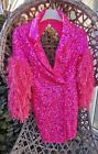 Asos Luxe Pink Feather and Sequin Blazer Dress size 8 brand new with tags
