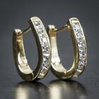 Princess Cut Lab Created Diamond Men Huggie Hoop Earrings 14k Yellow Gold Plated