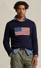 NWT Polo Ralph Lauren Big & Tall Navy Blue AMERICAN FLAG Knit CrewNeck Sweater