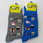 2 Pairs Foozys Men's Sushi Print Novelty Crew Socks Size 10-13 Gift New