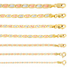 10K Tri Color Gold 1.5mm-5mm Valentino Mariner Anchor Chain Necklace 16