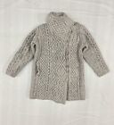 Aran Crafts Ireland Merino Wool Sweater Extra Small Gray Women Zip Up Cable Knit