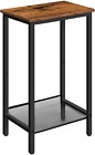 New ListingHOOBRO Side Table, Industrial Tall End Table with Adjustable Mesh Shelves, Small