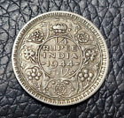 1944 British India 1/4 Rupee Silver (.500) Coin