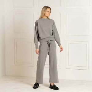 Knit Sweater & Pants 2-Piece Light Gray