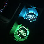 2x USB LED 7-Color Interior Console Trim Cup Holder Drink Coaster Ambient Lights