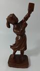 Vintage Hand Carved Wood Little Girl Child Statue Figurine Sculpture