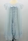 Vintage SHADOWLINE Peignoir Nightgown Robe Set Chiffon Lace Sz Small Blue NWOT