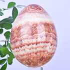 3.92LB Natural red patterned stone egg shaped ornament with crystal healing