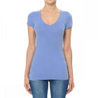 Women's Premium Soft Cotton Knit Basic T-Shirt V-Neck Short Sleeve Solids Fitted