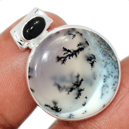 Natural Merlinite Dendritic Opal - Turkey 925 Silver Pendant Jewelry CP37021