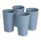 Sterilite Tumblers Plastic Drinking Glass Cups 20 Ounce Set of 4, Washed Blue
