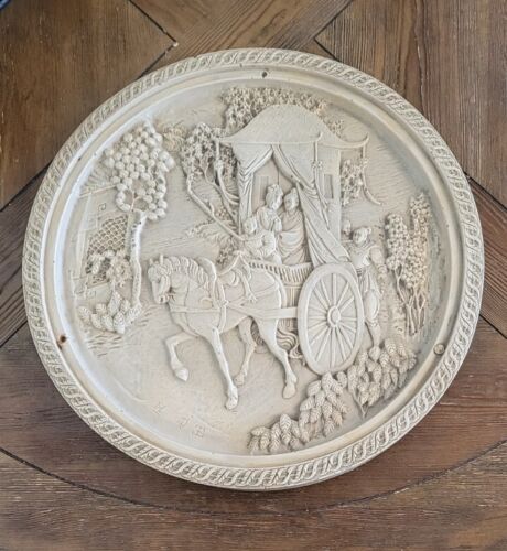 New ListingVintage Chinese Carriage Medallion Table Top, Alabaster Resin - Made In ITALY