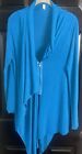 Fabletics Andrea Shrug Sheer Teal Blue Zip Or Open Cardigan Sweater Size Large