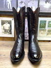 VERY CLEAN LUCCHESE HANDMADE EXOTIC BLACK CHERRY OSTRICH 12D MENS COWBOY BOOTS