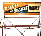 Delco And Sunlight Motors Display Rack Sign Gas Oil Filling Station Battery