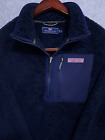Vineyard Vines Men's 1/4 Zip Chunky Sherpa Fleece Jacket Small Blue Pullover
